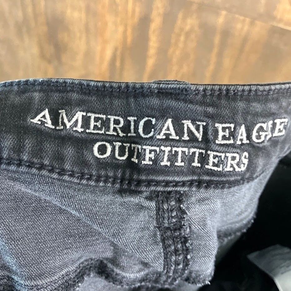 American Eagle Outfitters American Eagle Womens Pants Black Denim Low Rise Skinny Jegging Stretch 10 Size 32" / US 10 / IT 46 - 4 Thumbnail