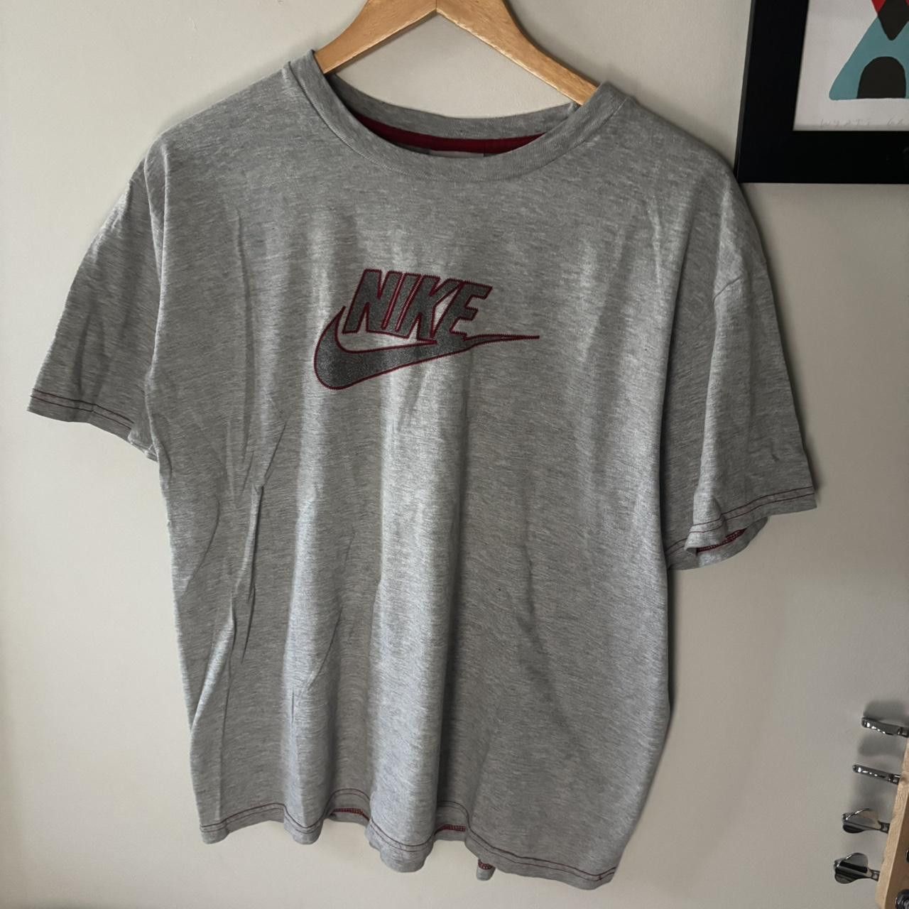 Nike Vintage Y2K 2000s Nike Big Swoosh Grey Tag T Shirt Size US M / EU 48-50 / 2 - 1 Thumbnail