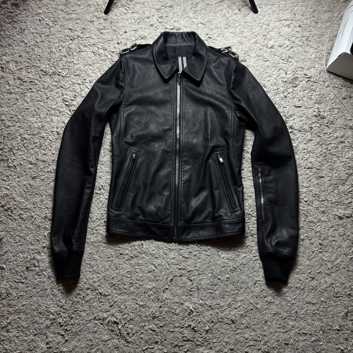 Rick Owens Rick Owens - Geo High Neck Leather Biker Jacket w