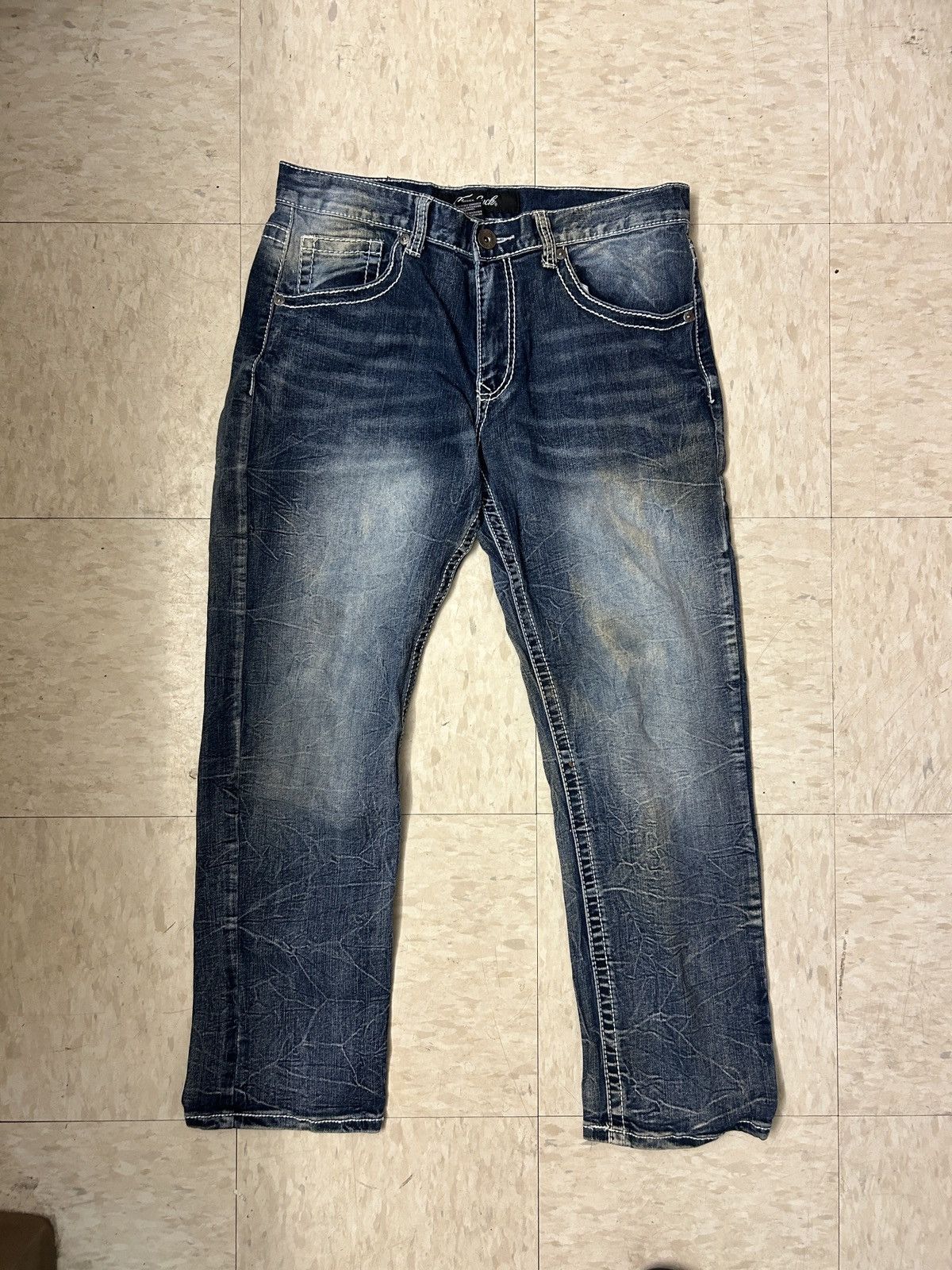 True Religion True Luck Blue Denim Jeans With Embroidered Pockets Size US 34 / EU 50 - 4 Thumbnail