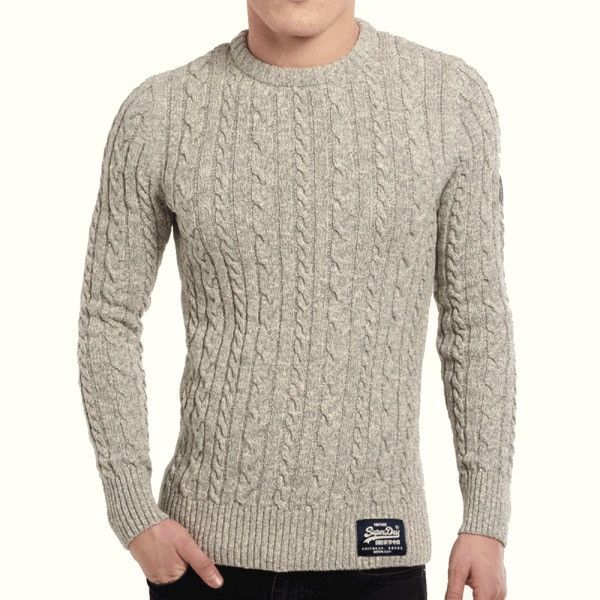 Superdry SuperDry Mens Beige Jacob Lite Cable Knit Crew Neck Sweater Size US M / EU 48-50 / 2 - 1 Thumbnail
