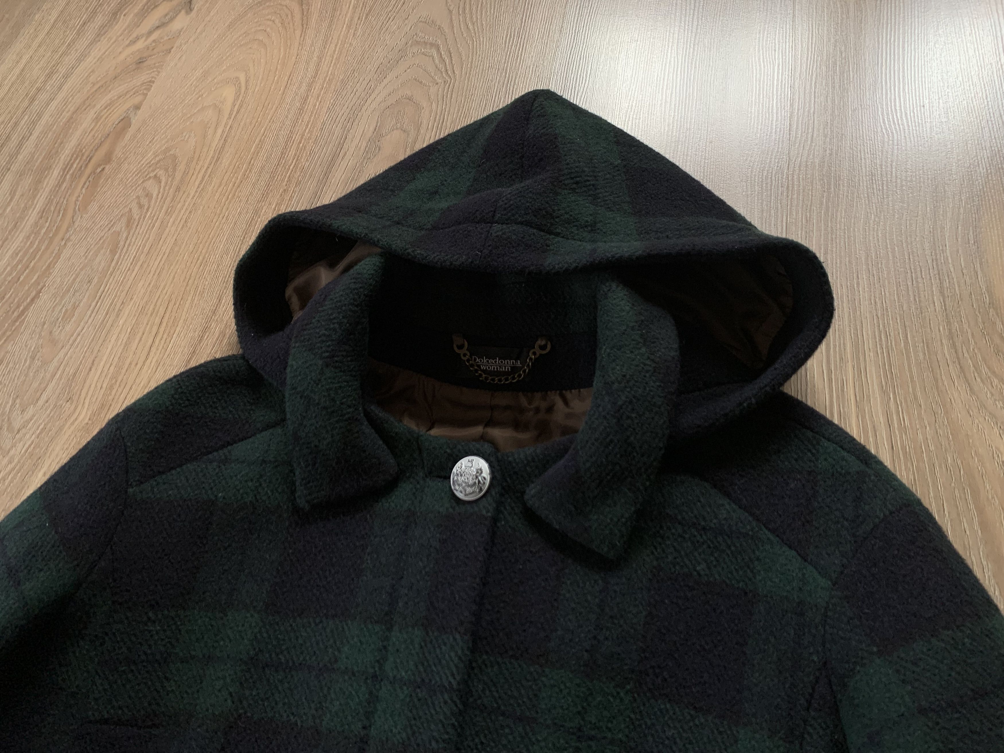 Designer × Vintage Dolcedonna Women's Hood Plaid Wool Coat Size L / US 10 / IT 46 - 5 Thumbnail