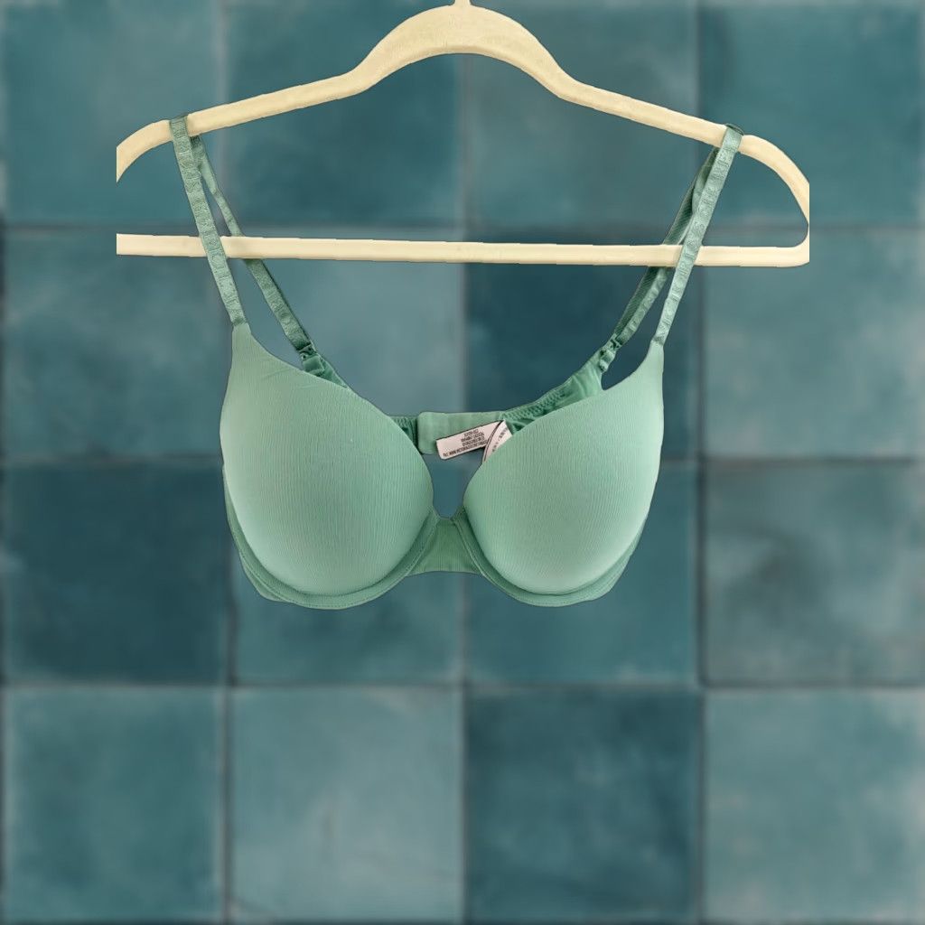 Victorias Secret Victoria's Secret Bra Womens 32D Green Full Coverage Push-Up Wireless Adjustable Strap Classic