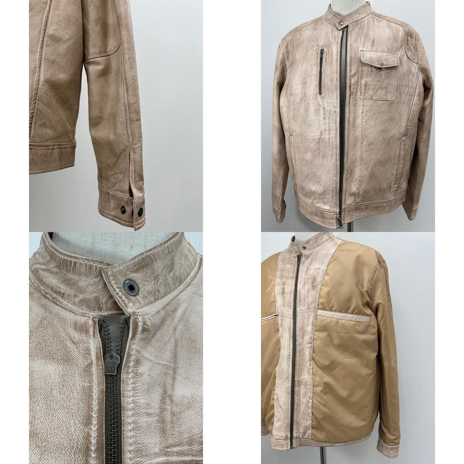 Vintage VINTAGE Men's Italian Sheepskin Genuine Leather Jacket Premium Soft Beige Coat Size L Size US L / EU 52-54 / 3 - 10 Thumbnail