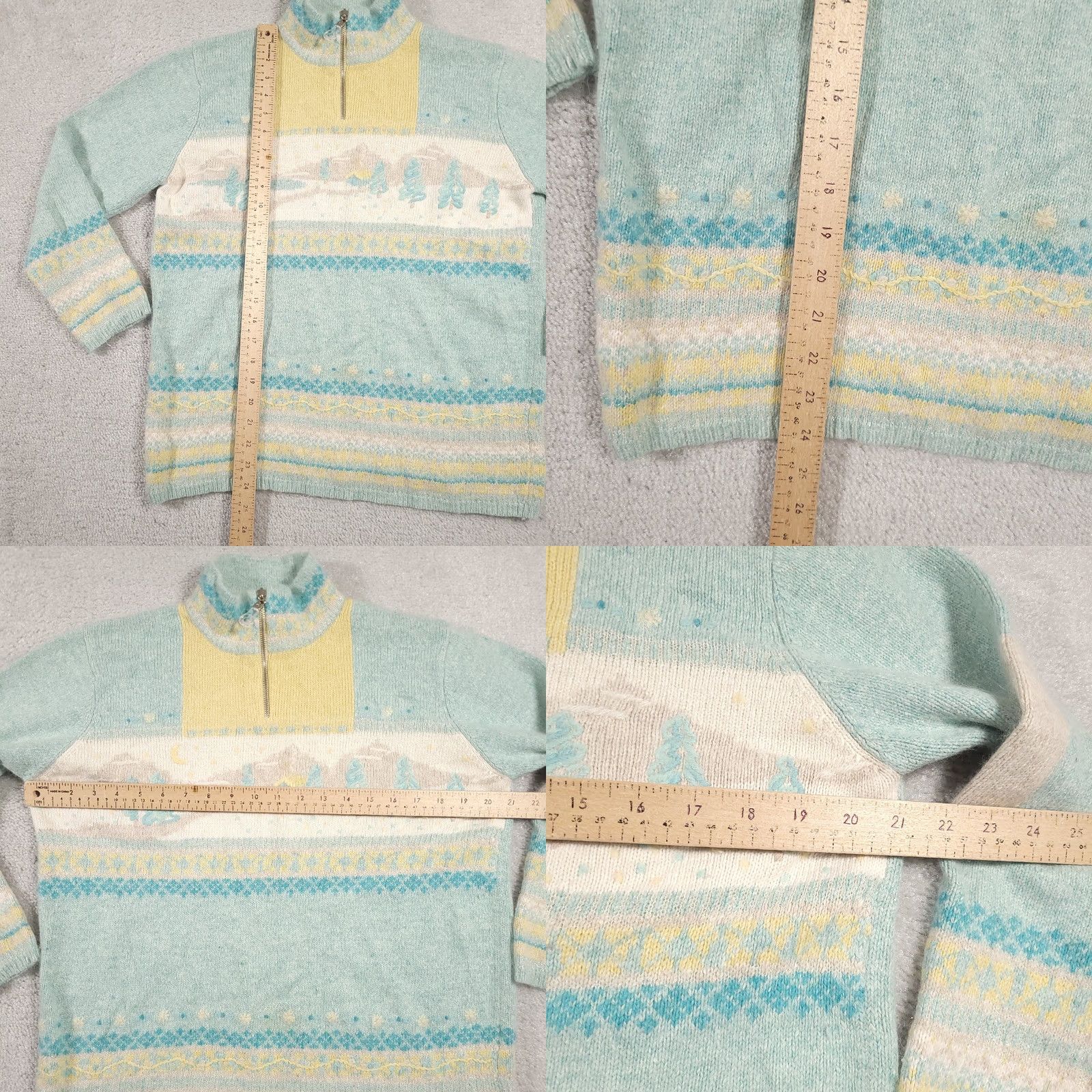 Vintage Monterey Petites by Koret Sweater Womens Medium Blue Angora Pullover Mock Neck 1/4 Zip Raglan Sleeve Knit Christmas Winter Fashion Pullover Size M / US 6-8 / IT 42-44 - 8 Thumbnail