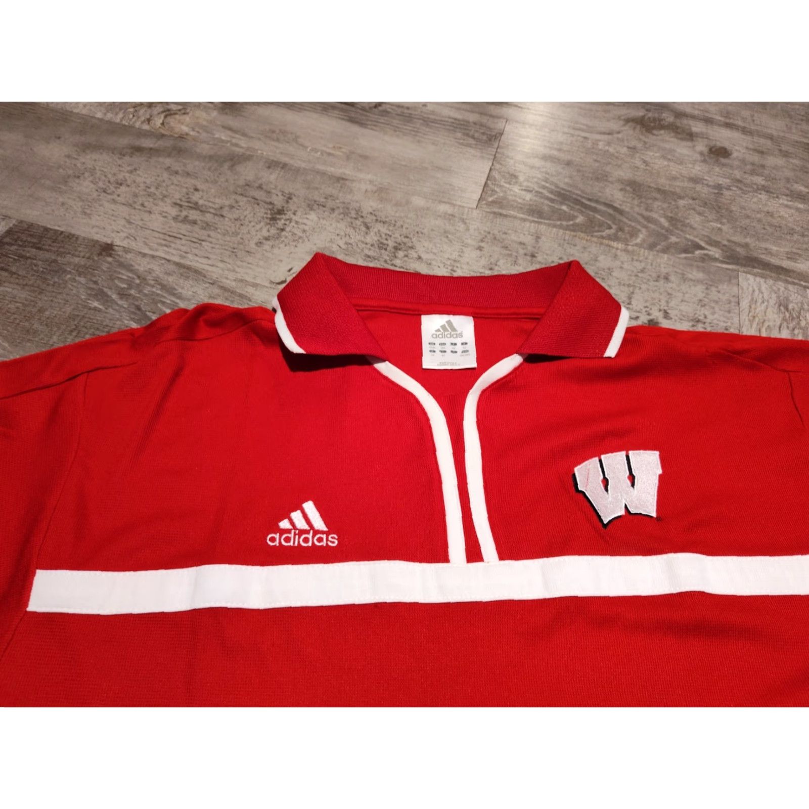 Adidas Vtg Adidas Climalite Wisconsin Badgers Soccer Shirt Made In USA 2XL Red White Size US XXL / EU 58 / 5 - 3 Thumbnail