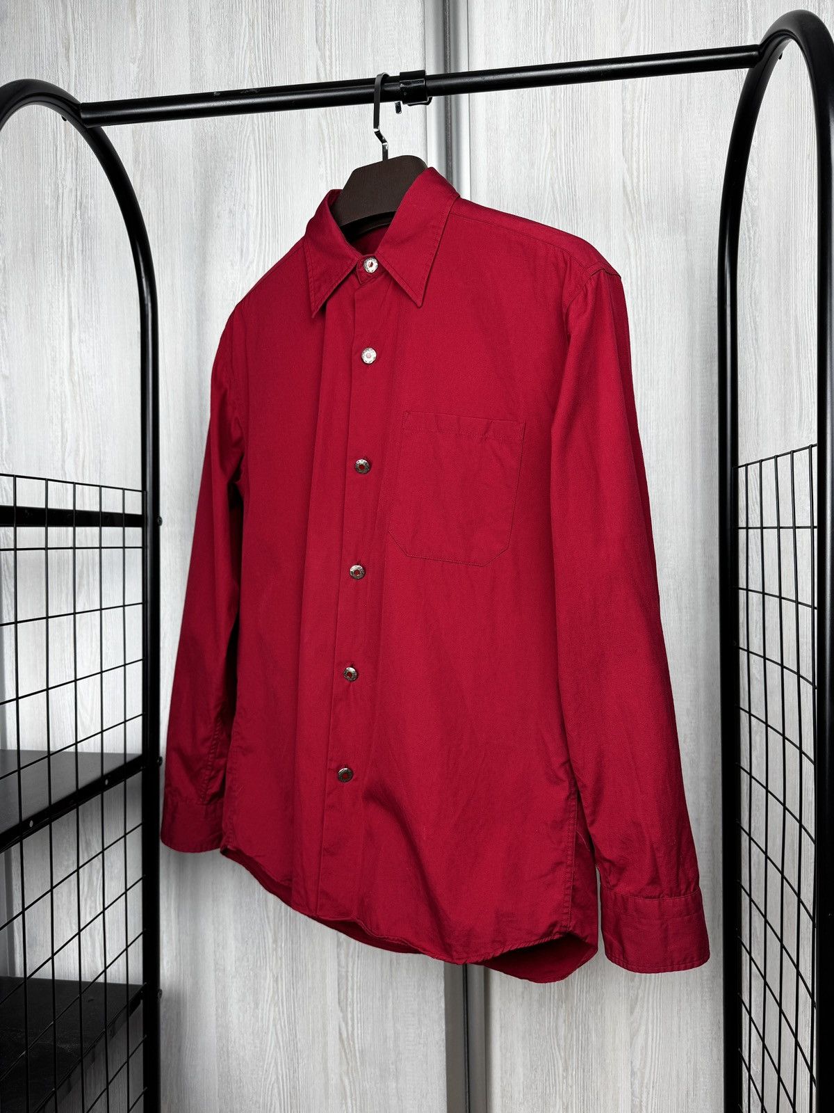 agnes b. agnes b. made in Japan vintage red w/ metal button ls shirt Size US L / EU 52-54 / 3 - 6 Thumbnail