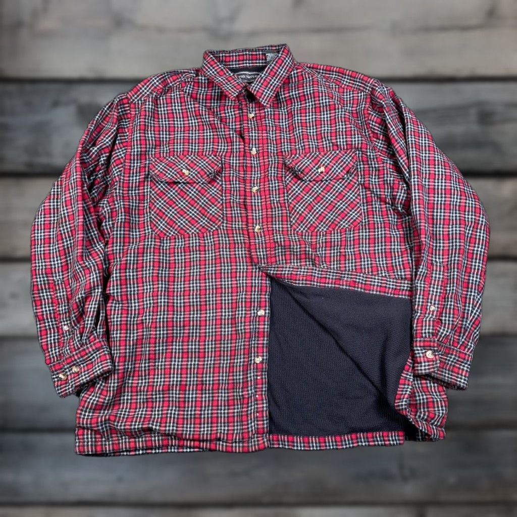 Vintage VTG 90s Grunge Thermal Lined Flannel Shirt Jacket Adult Large Red Check Plaid Shirt Jacket Mens L Size US L / EU 52-54 / 3 - 1 Thumbnail