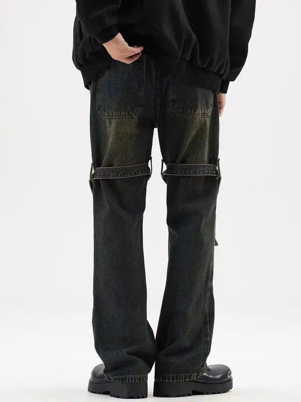Japanese Brand VIBE Workwear wide-leg jeans with retro strappy design Size US 32 / EU 48 - 2 Thumbnail