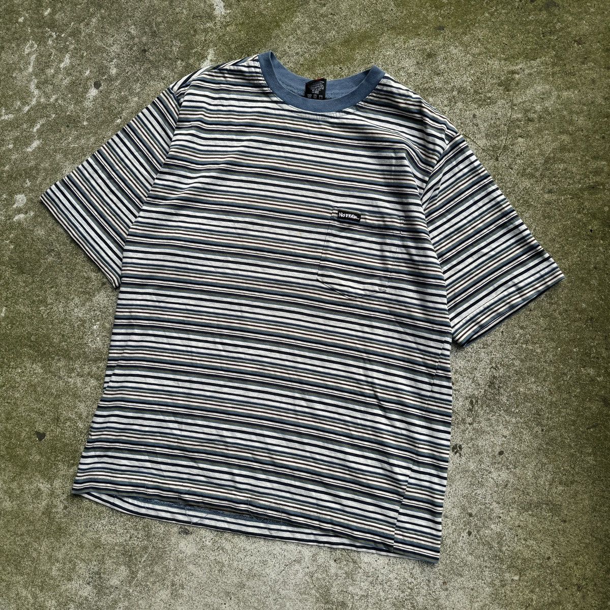 Vintage Thrashed Faded Distressed No Fear Striped Shirt ERD Grunge Size US L / EU 52-54 / 3 - 5 Thumbnail
