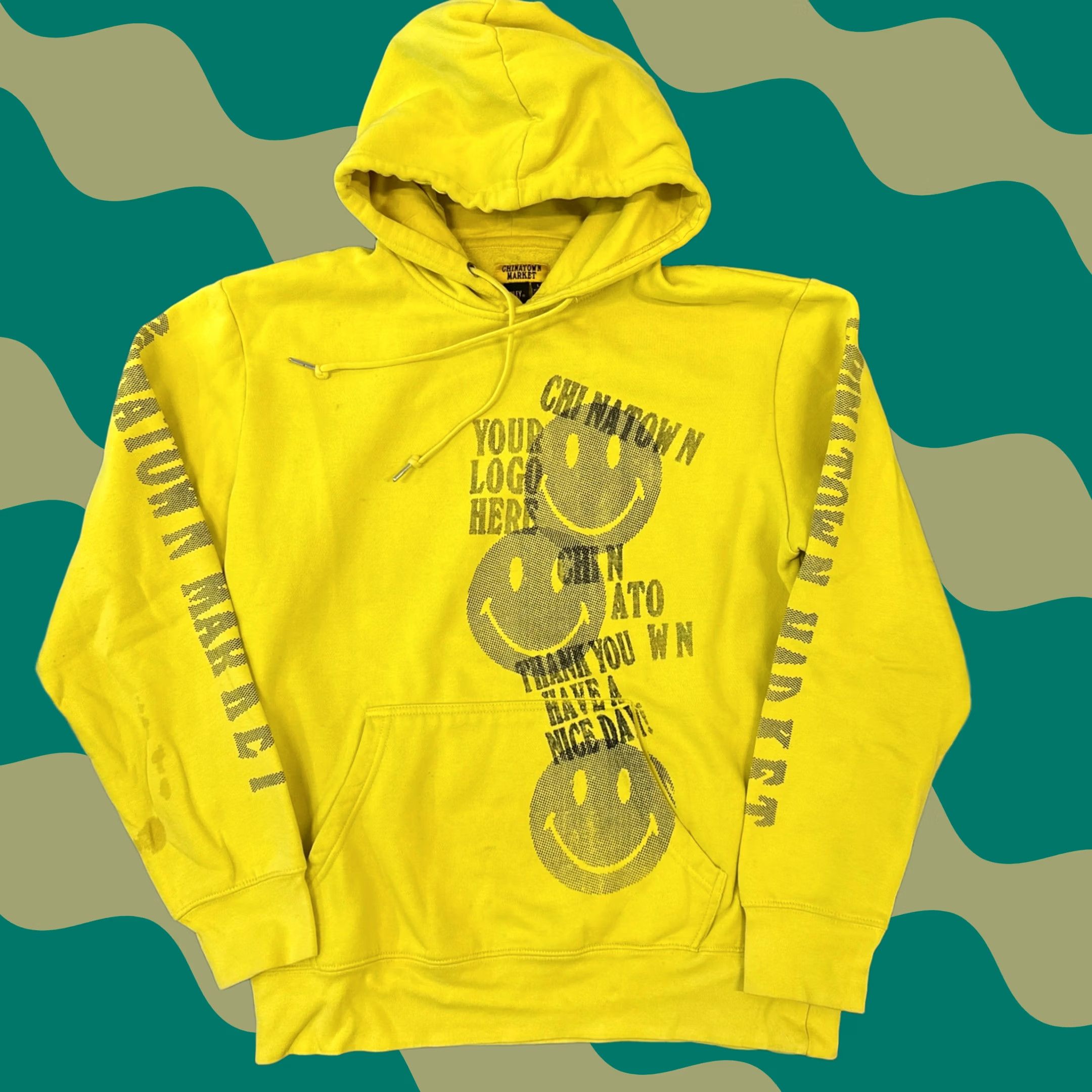 Vintage VINTAGE Chinatown Market Hoodie Pullover Sweatshirt Yellow Smiley Print L Men's Regular Size US L / EU 52-54 / 3 - 1 Thumbnail