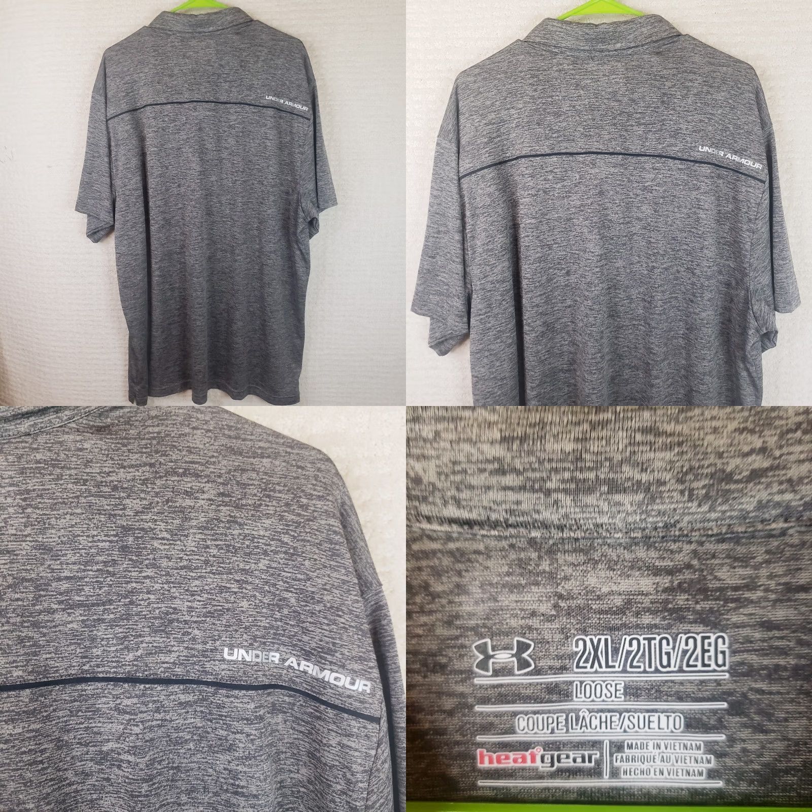 Under Armour Under Armour Polo Shirt Men's 2XL Gray Heathered Loose Short Sleeve Heatgear Beaufort SC Size US XXL / EU 58 / 5 - 8 Thumbnail