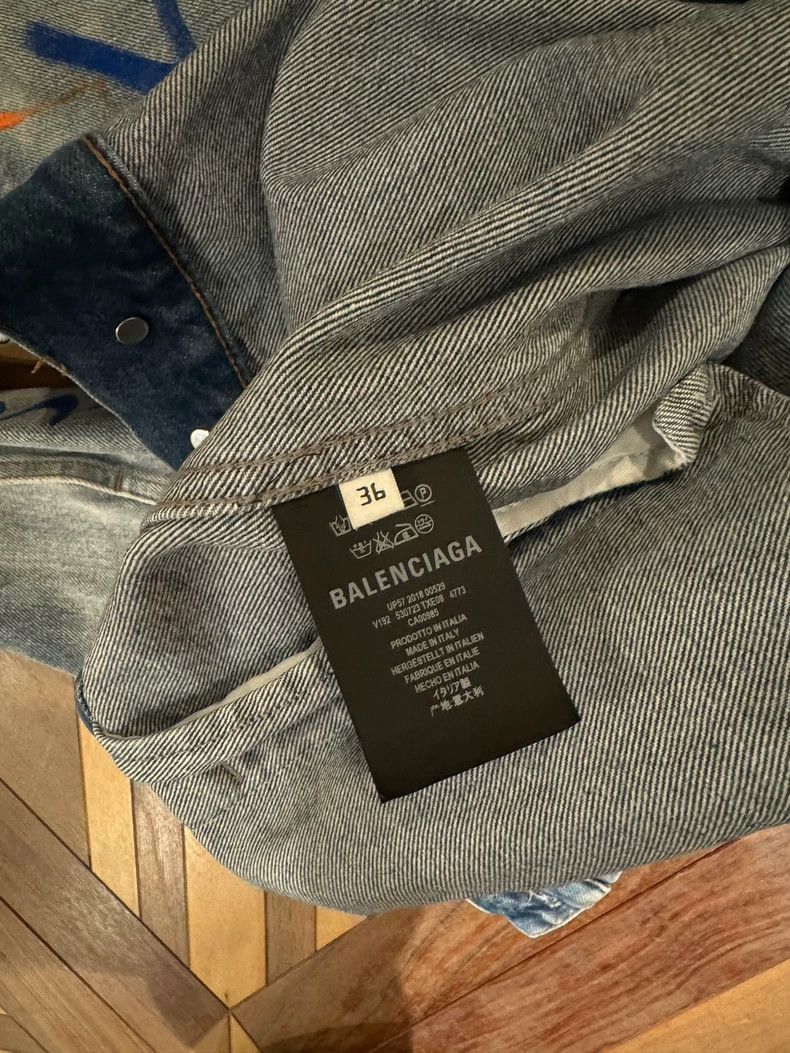 Balenciaga Balenciaga oversized plaid graffiti casual denim jacket-250 Size XS / US 0-2 / IT 36-38 - 6 Thumbnail