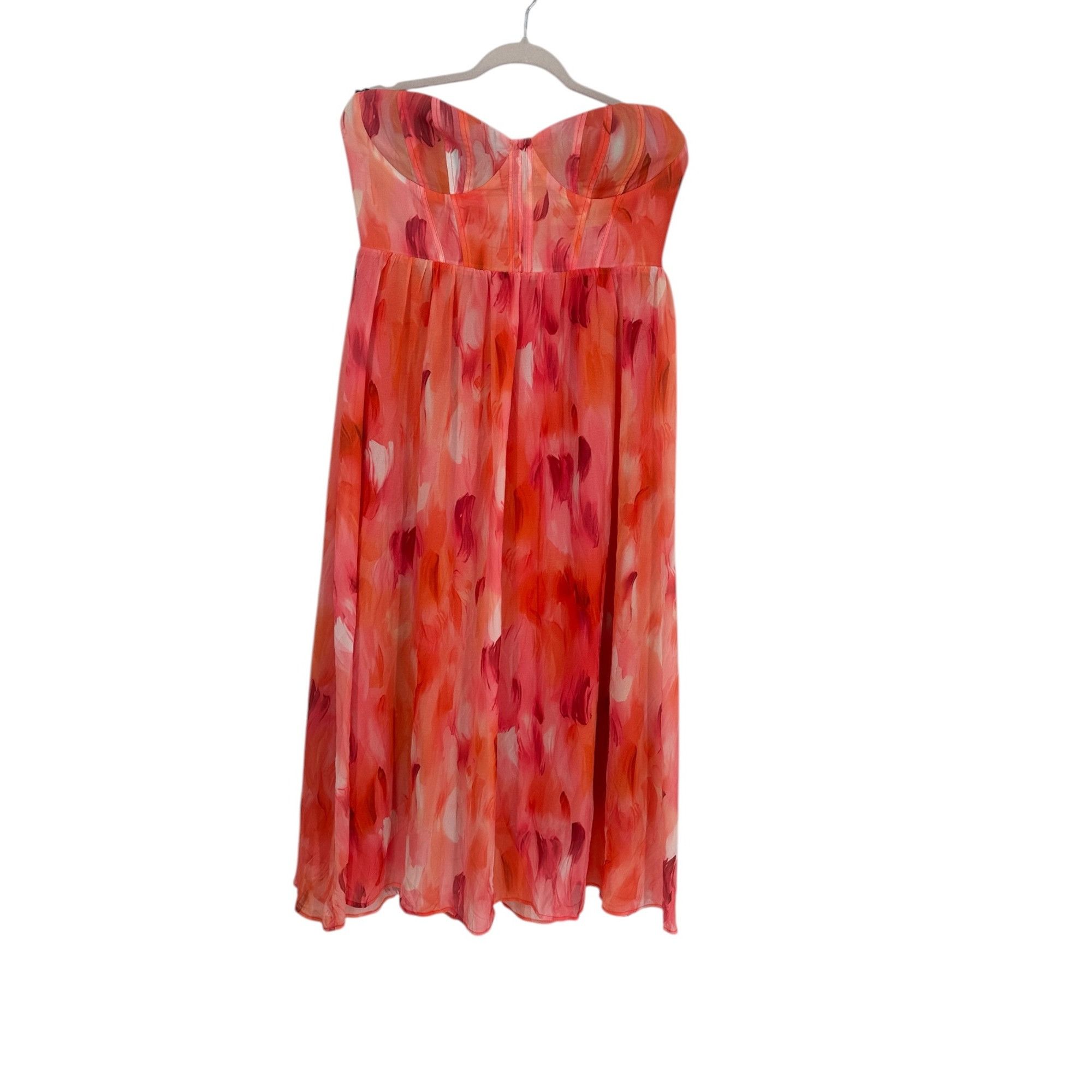 Lulus Lulus Dress - Strapless Coral Watercolor - NWT - Size XL Size XL / US 12-14 / IT 48-50 - 4 Thumbnail