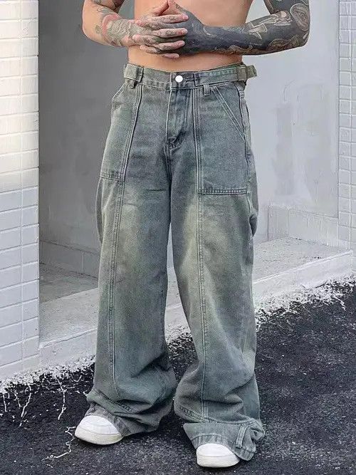 VIBE Baggy Washed Wide Leg Denim Jeans Size US 32 / EU 48 - 3 Thumbnail