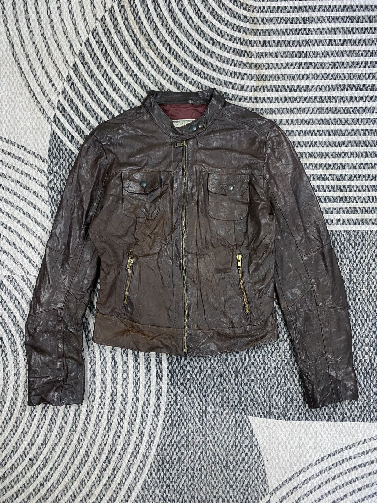 Japanese Brand Vtg Perruzi Italian Distressed Biker Style Leather Jacket Size US S / EU 44-46 / 1 - 1 Thumbnail