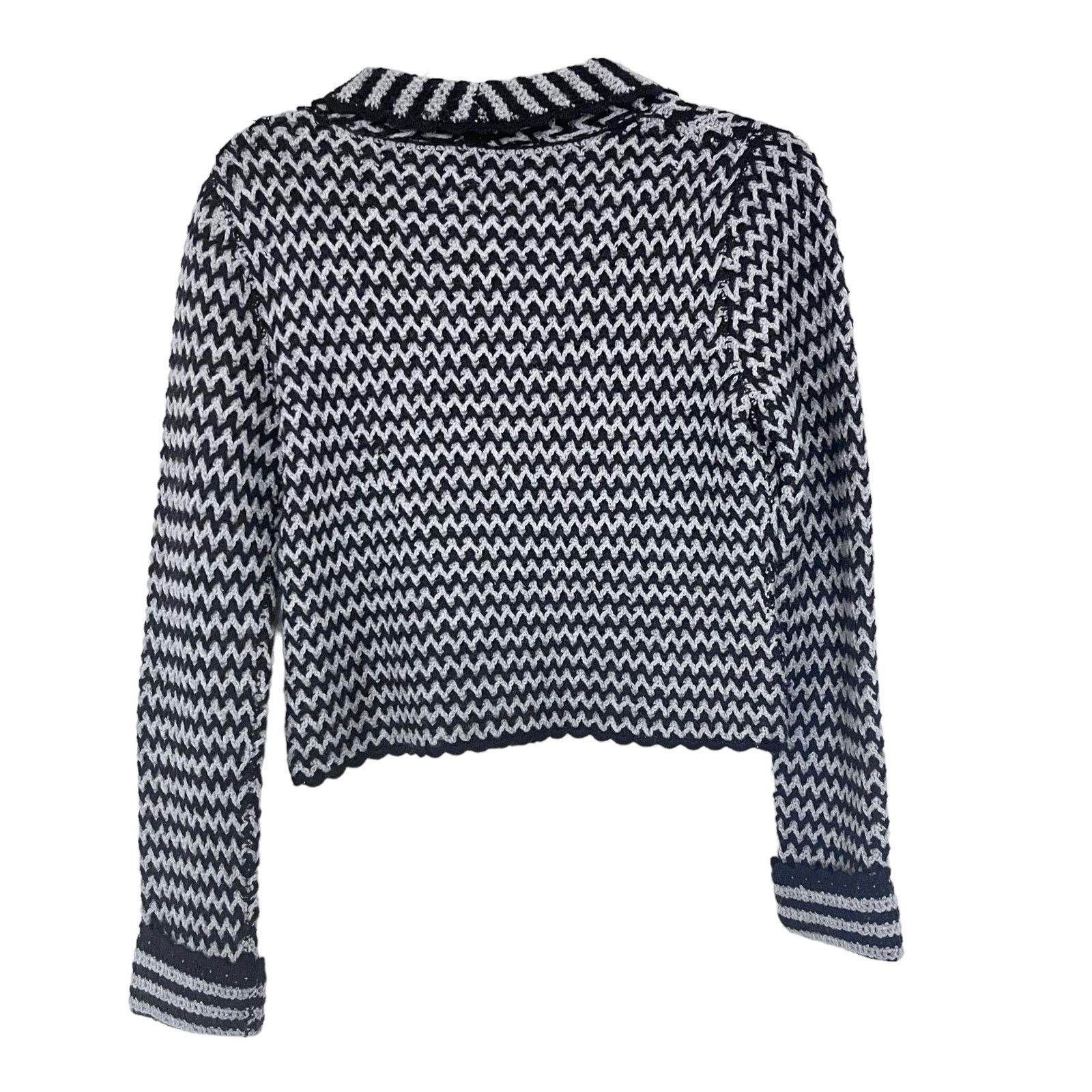 Moschino Moschino Bow Chunky Wool Knit Sweater Cardigan Gray Black Size M / US 6-8 / IT 42-44 - 6 Thumbnail