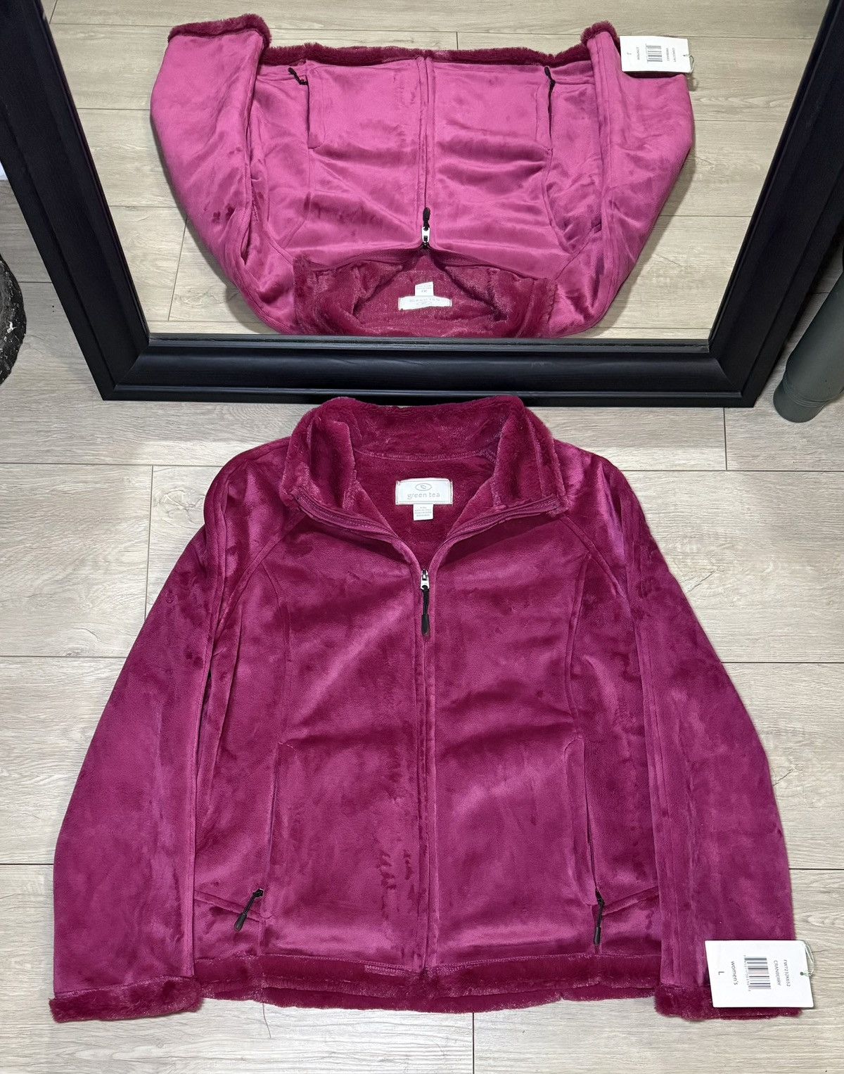 Polo Ralph Lauren NWT Y2K 2000 Women’s Green Tea Fur Fleece Zip Up Jacket Size L / US 10 / IT 46 - 1 Thumbnail