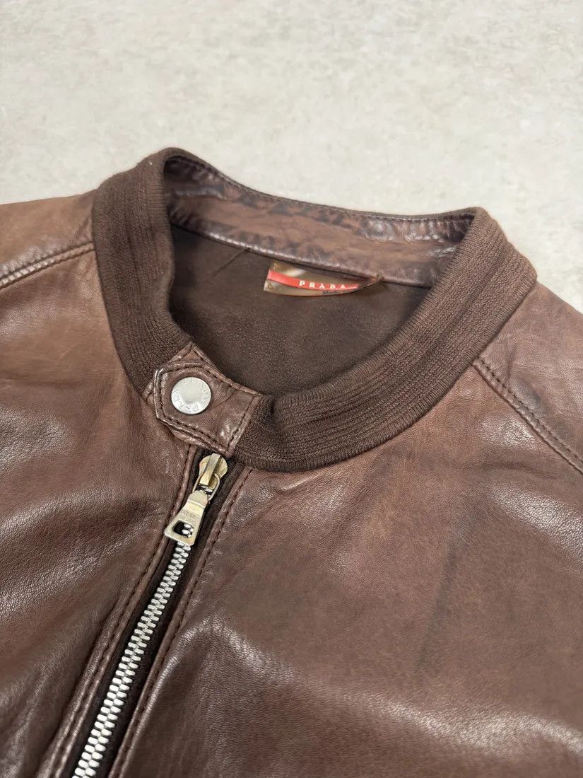 Prada AW2006 Prada Brown Hybrid Linea Rossa Leather Biker Jacket Size US S / EU 44-46 / 1 - 11 Thumbnail