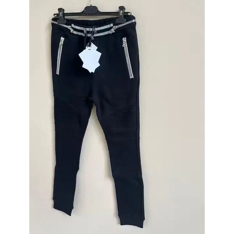 Balmain o1rshd1 Biker Sweat Pants With Silver Waist Band in Black Size US 30 / EU 46 - 7 Thumbnail
