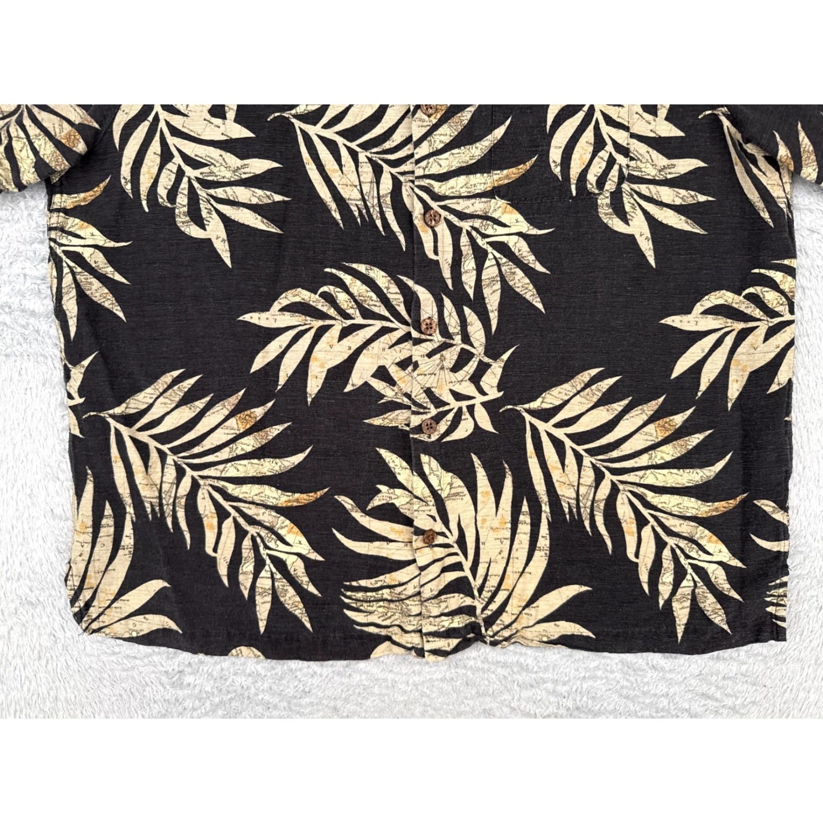 Vintage Caribbean Shirt Men XL Black Leaf Pattern Silk Cotton Blend Hawaiian Shirt Size US XL / EU 56 / 4 - 5 Thumbnail