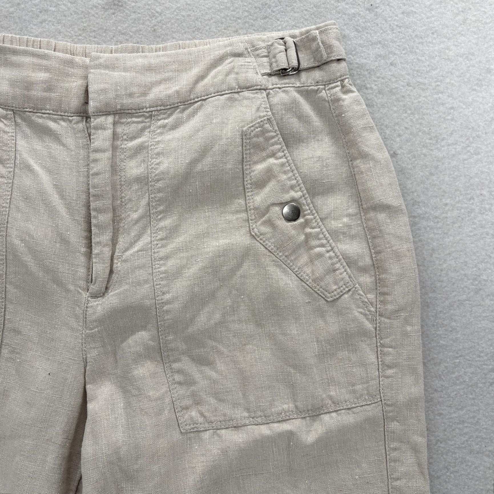 Athleta Athleta Voyager Linen Pant Womens 6 Beige Crop Lightweight Adjustable Waist Camp Pants Size 28" / US 6 / IT 42 - 3 Thumbnail