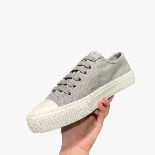 Prada o1mt1gz0526 Triangle-Logo Canvas Sneakers in Grey/White Size US 8 / EU 41 - 3 Thumbnail