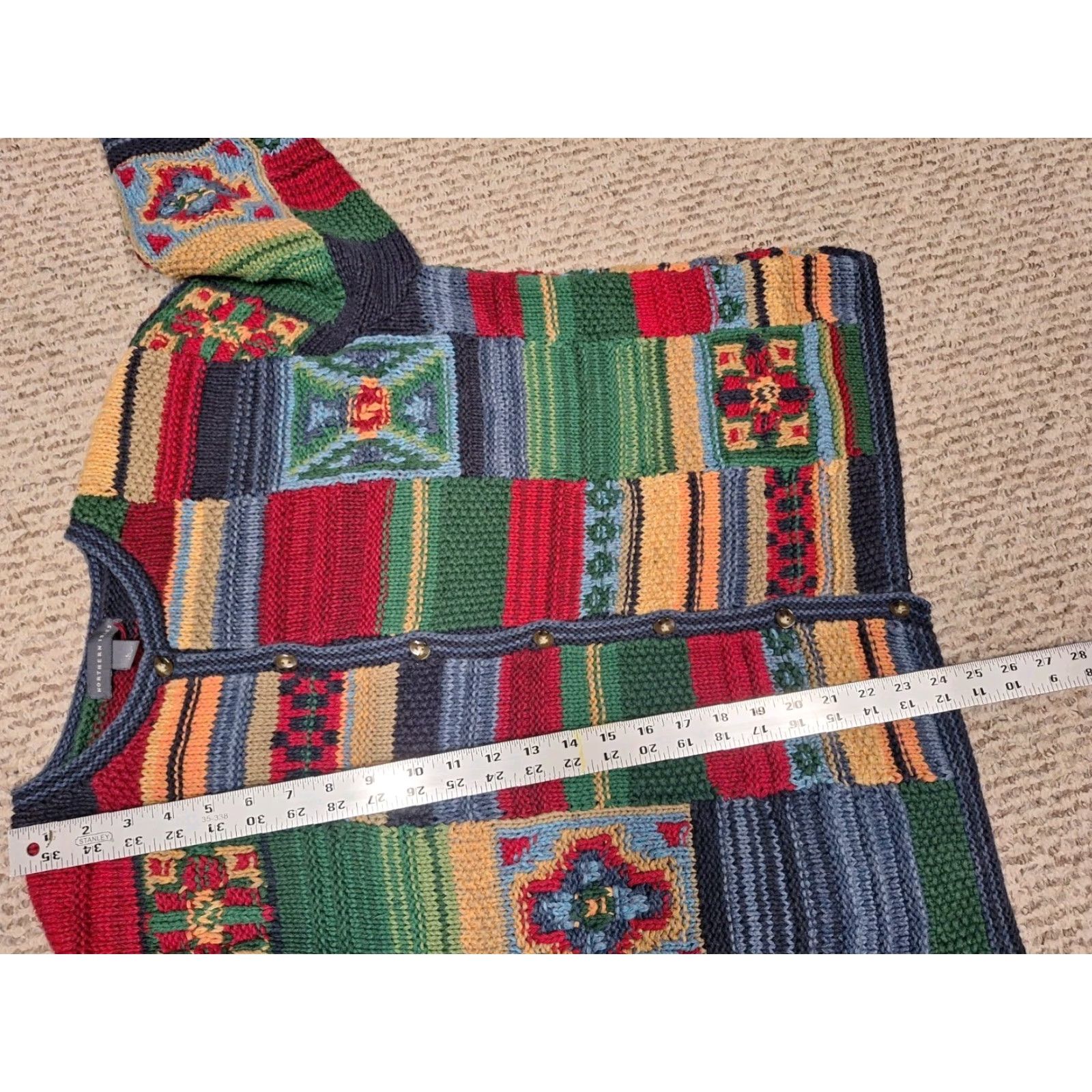 Etro VINTAGE Northern Isles Cardigan Sweater Knit Art 00s Womens L Red Long Sleeve Cardigan Womens L Art Size L / US 10 / IT 46 - 4 Thumbnail