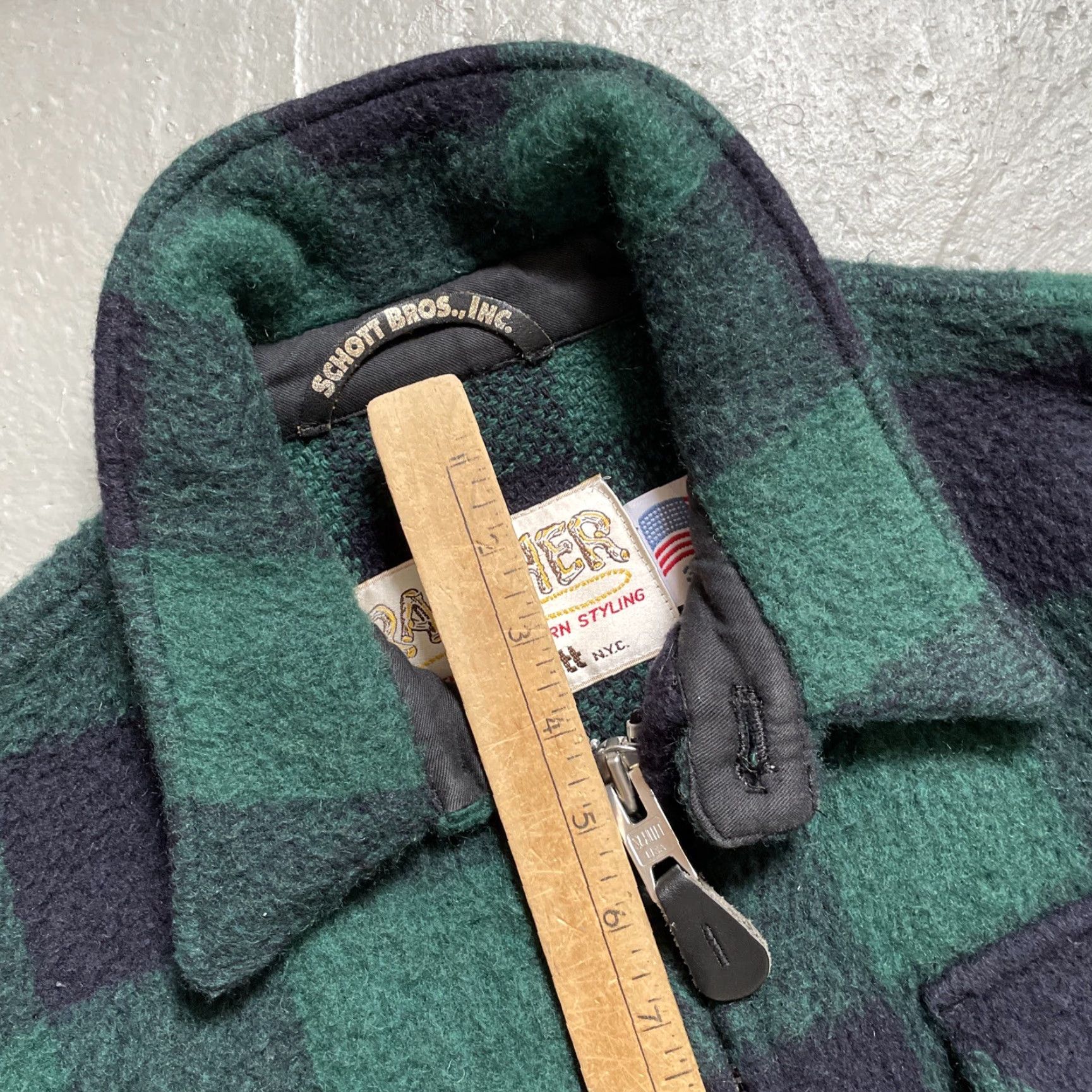 Schott Schott Jacket Western Rancher Buffalo Check Wool Blend Made Japan 38 M63110 Bomber Mens Size US XXS / EU 40 - 4 Thumbnail