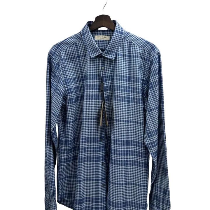 Burberry Blue Striped Button-Down Long Sleeve Shirt 0079