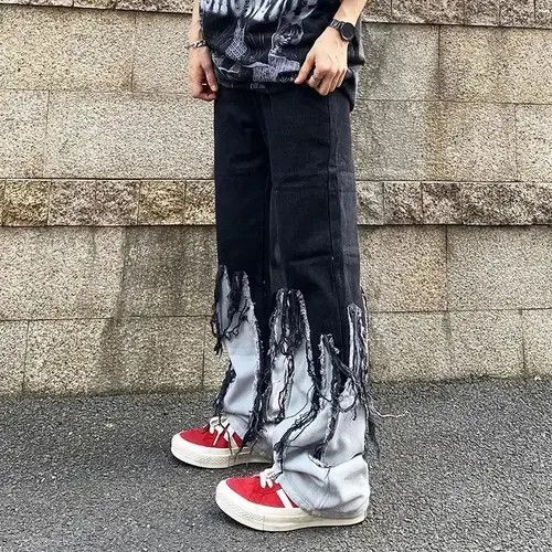 VIBE Hip hop Burst Hairy Baggy Jeans Men Size US 30 / EU 46 - 2 Thumbnail