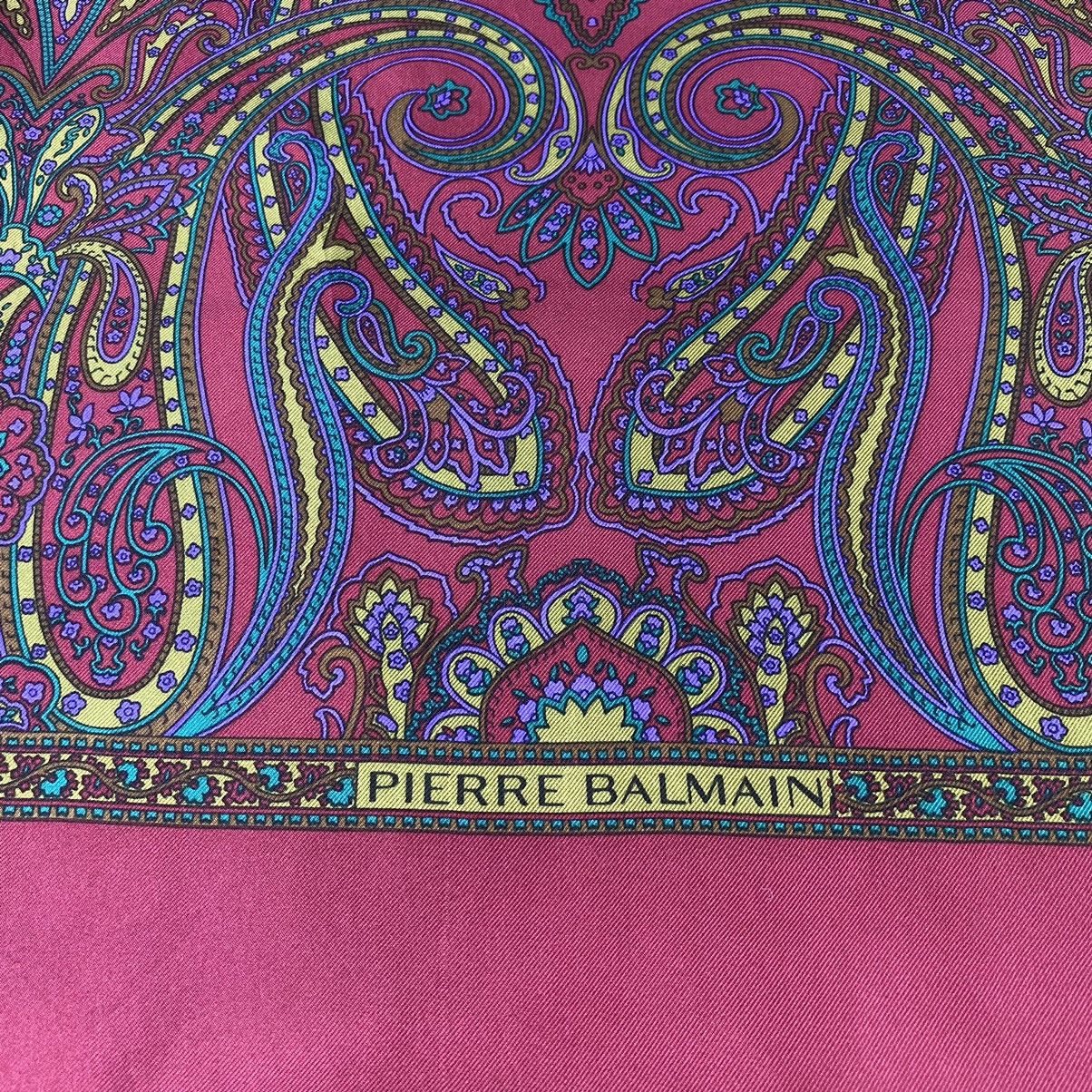 Pierre Balmain × Vintage Pierre Balmain Paisley Silk/Wool Scarf Muffler - T1284 Size ONE SIZE - 5 Thumbnail