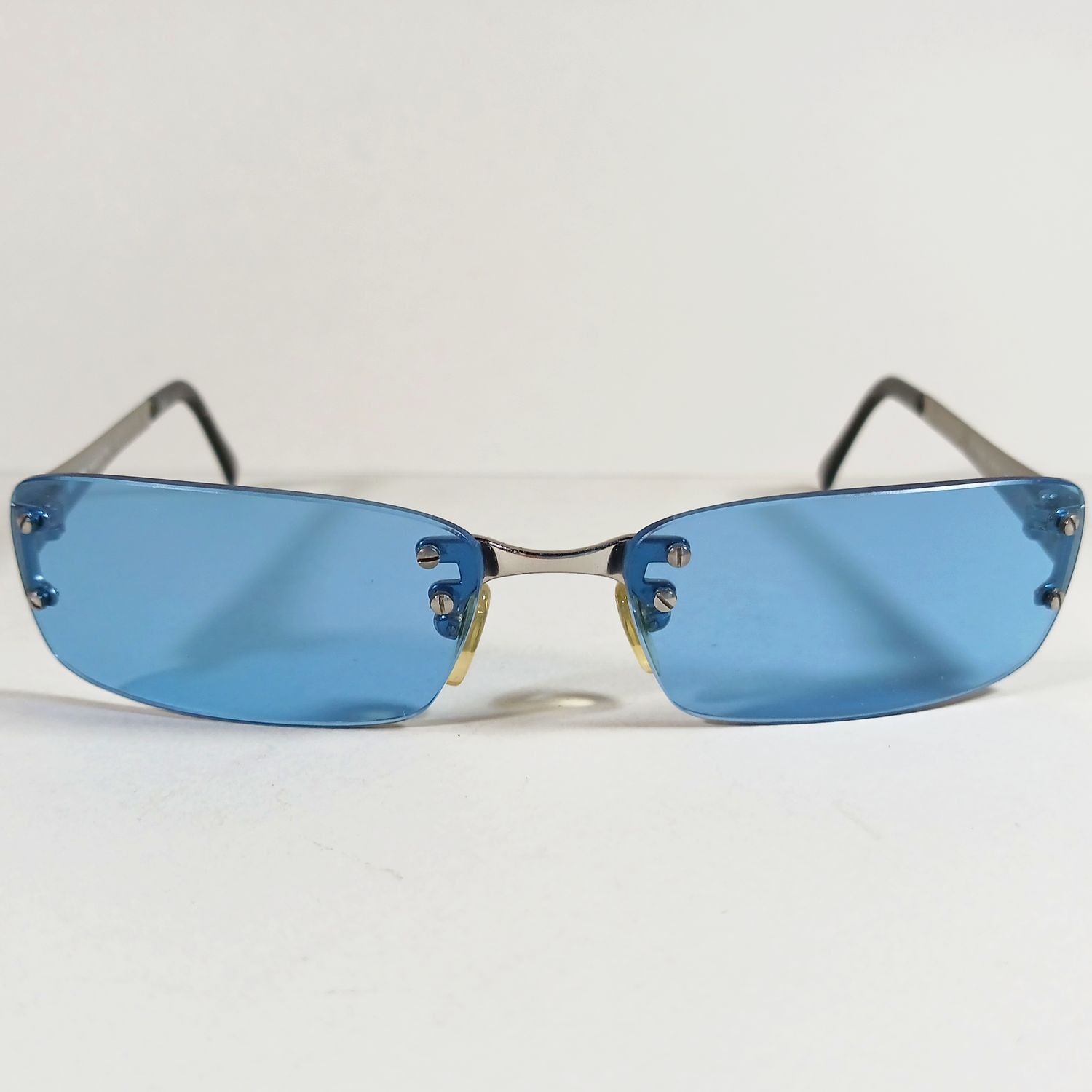 Moschino Moschino M3111-S Silver Metal Rimless Sunglasses Blue Lenses Size ONE SIZE - 3 Thumbnail