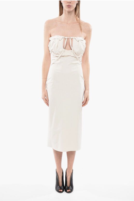 og1mm0624 Lace Up Bikini Midi Dress in White