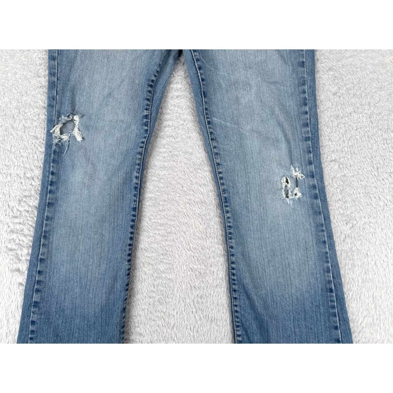 Vintage Aeropostale Jeans 7 Juniors Blue Denim Flared Distressed Cotton Blend Low 32x30 Size 28" / US 6 / IT 42 - 3 Thumbnail