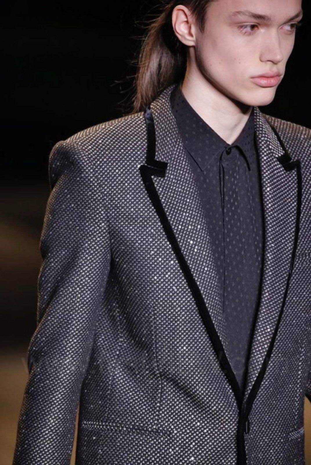 SAINT LAURENT FW 2018 Sequined Blazer runway crystals hedi