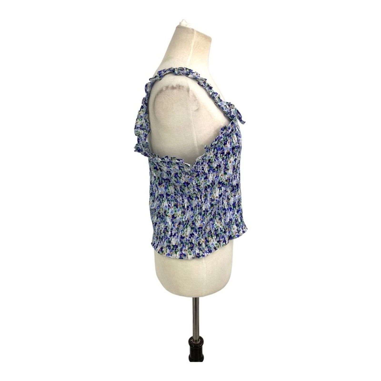 Veronica Beard Veronica Beard Averie Smocked Cropped Tank Blue XL NWOT $298 Size XL / US 12-14 / IT 48-50 - 6 Thumbnail