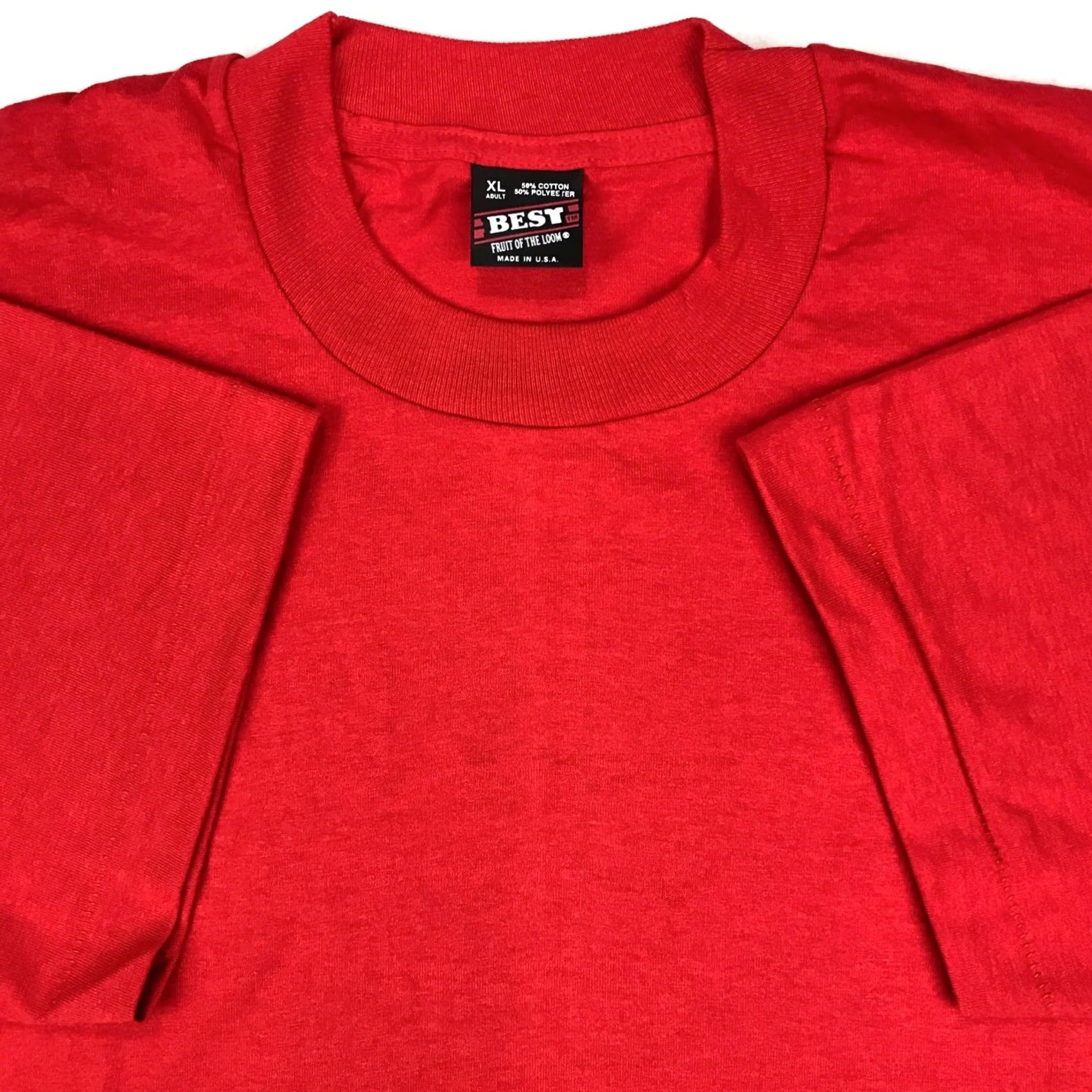Fruit Of The Loom VINTAGE fruit of the Loom Best T-Shirt Red XL 80s single stitch Mens Size US XL / EU 56 / 4 - 2 Thumbnail