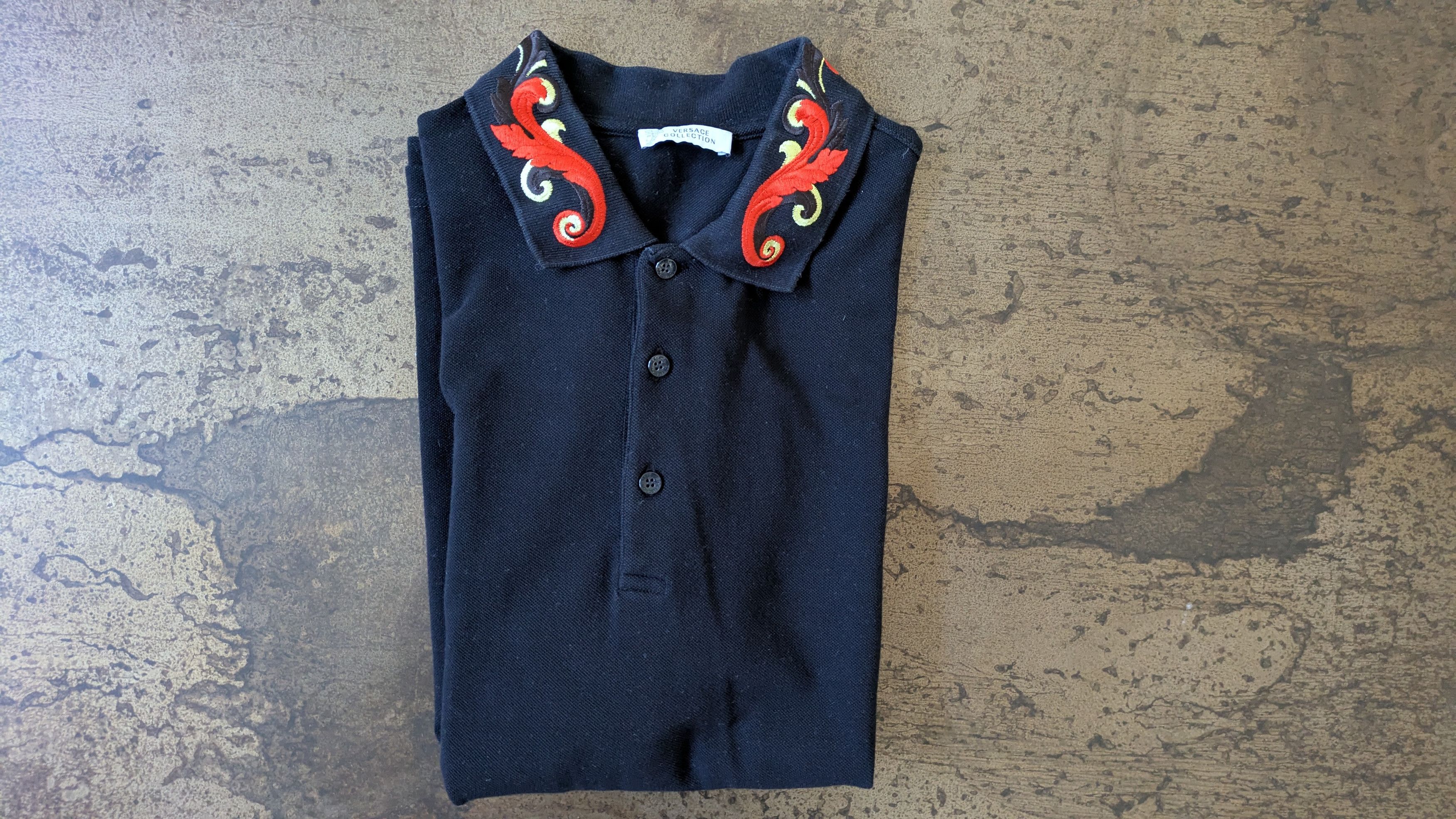 Versace Versace Collection black embroidered collar baroque polo Size US XL / EU 56 / 4 - 1 Thumbnail