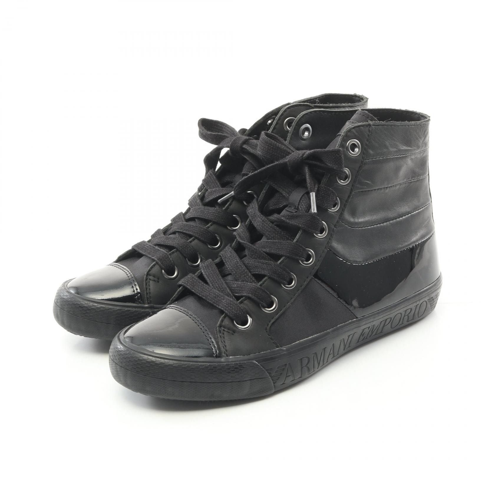 Armani Emporio Armani Sneaker Leather Sneaker Leather Shoes in Black, Men's