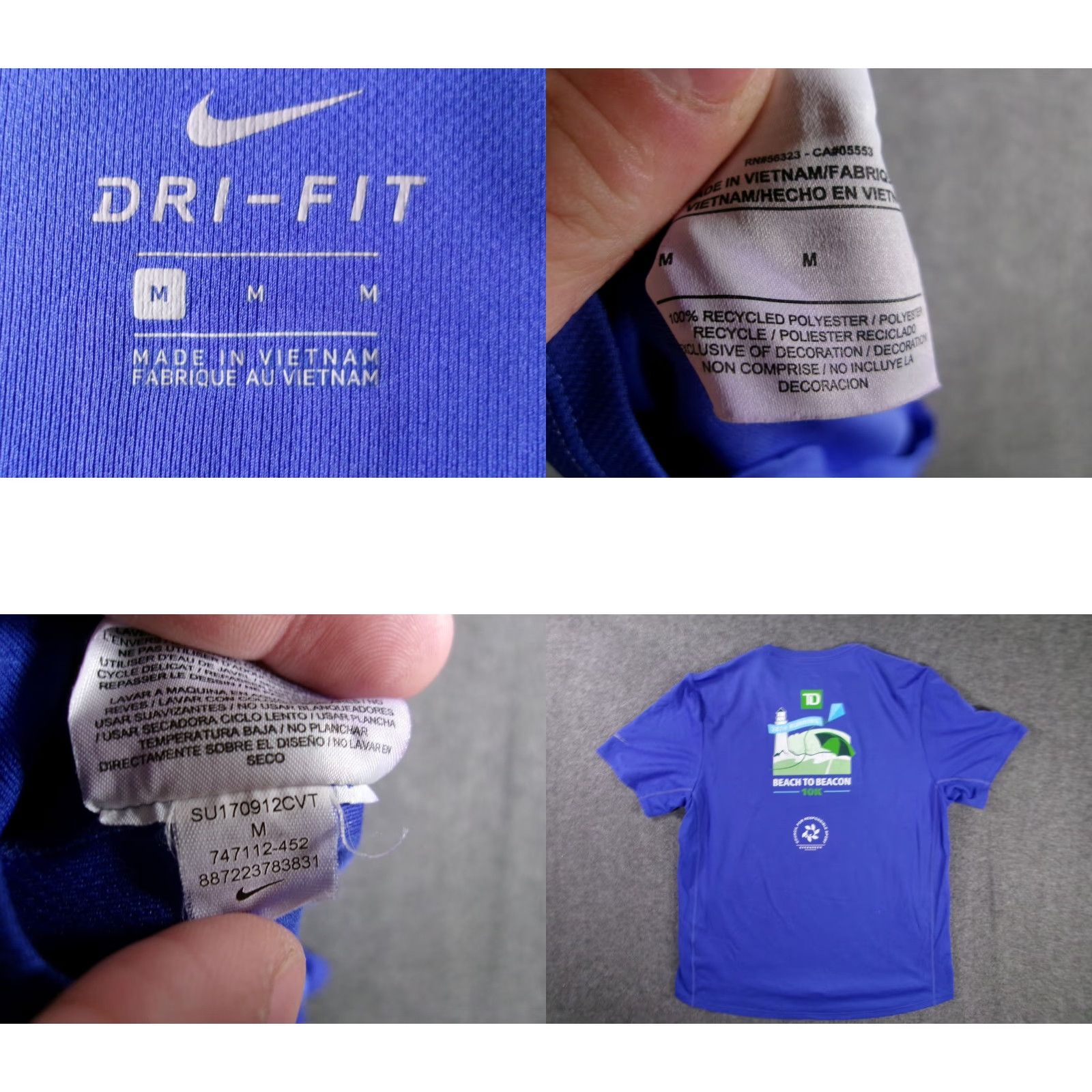Nike Nike Men T-Shirt Short Sleeve Blue TD Beach to Beacon 10K 2017 Graphic Print Dri-FIT Running Cap Elizabeth Maine Shirt/Mens Size US M / EU 48-50 / 2 - 8 Thumbnail
