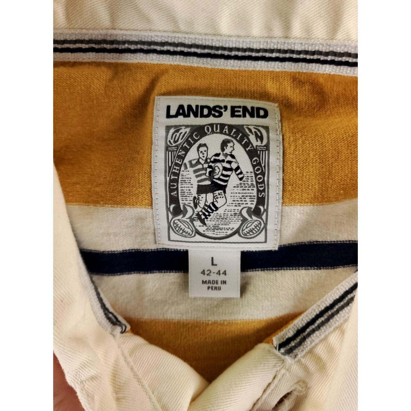 Lands' End Lands' End Shirt Rugby Striped Yellow Blue White Long Sleeve Mens L Multicolor Shirt L Mens Size US L / EU 52-54 / 3 - 3 Thumbnail
