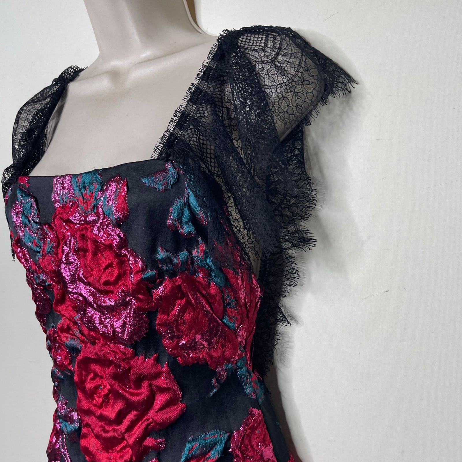 Other NWT Sandra Mansour jacquard pink roses mini black dress Size XS / US 0-2 / IT 36-38 - 12 Thumbnail