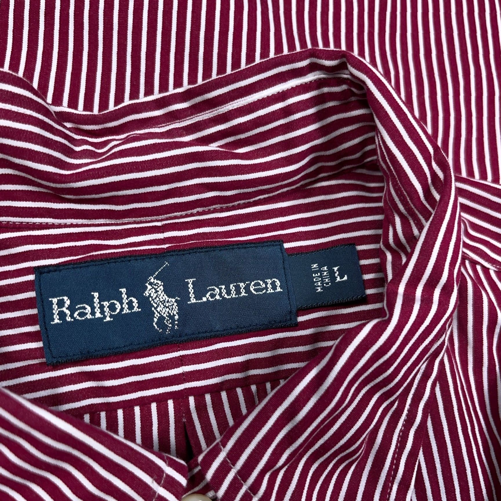 Ralph Lauren Ralph Lauren Shirt Men Large Red Striped Button-Up Poplin Dress Pony Logo Button-Front Casual Modern Classic 90s Theme Mens Size 42R - 3 Thumbnail