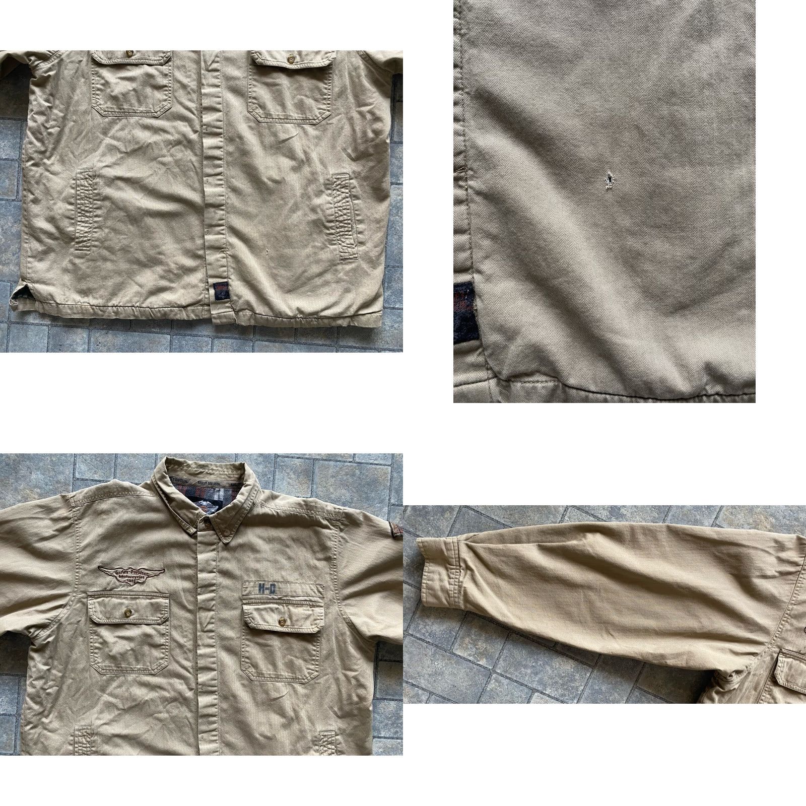 Harley Davidson VINTAGE Harley-Davidson Button-Up Shirt Flannel Lined Embroidered Pockets XL Men Missing Button Repair Needed Size US XL / EU 56 / 4 - 8 Thumbnail