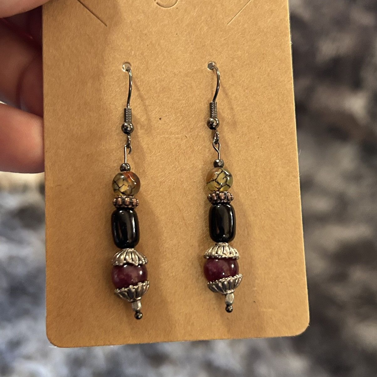 Handmade Handcrafted elegant genuine stone cat eye glass earrings Size ONE SIZE - 2 Thumbnail