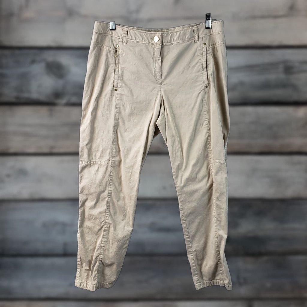Vintage Chico's Womens Pants Sz 12 Beige Zip Pockets Cotton Blend Mid Rise Size 34" / US 12 / IT 48 - 1 Thumbnail