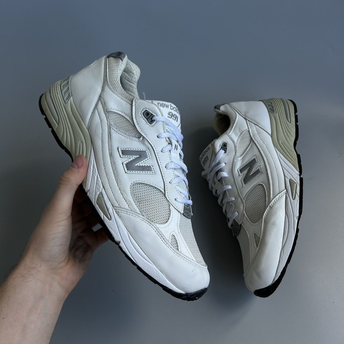 New Balance New Balance 991 Made In England 🏴󠁧󠁢󠁥󠁮󠁧󠁿 UK White Leather 990 993 Size US 11.5 / EU 44-45 - 2 Thumbnail