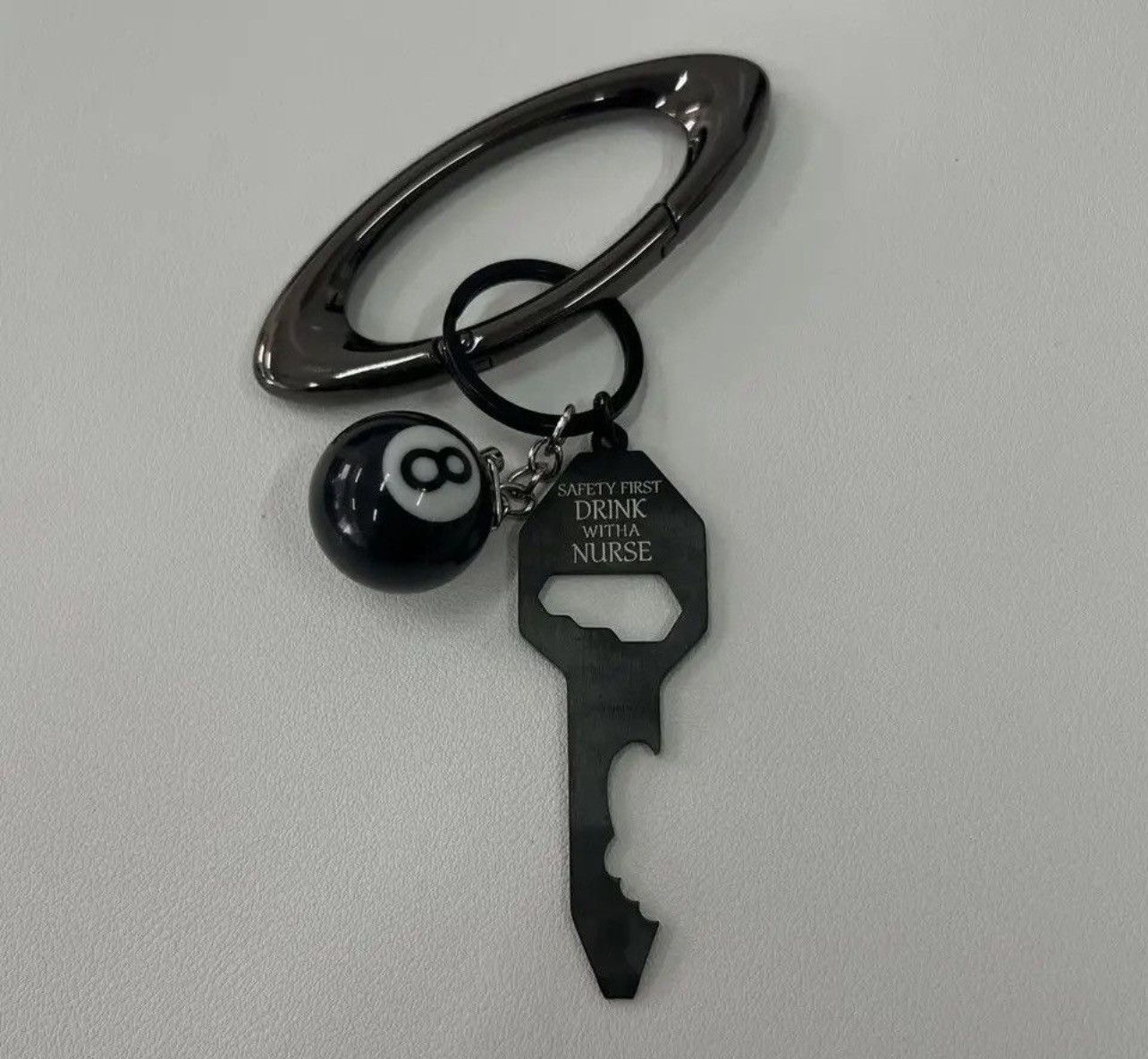 Jewelry 3D Black No 8 Billiard Keychain Lucky Dice Key Chain Size ONE SIZE - 3 Thumbnail