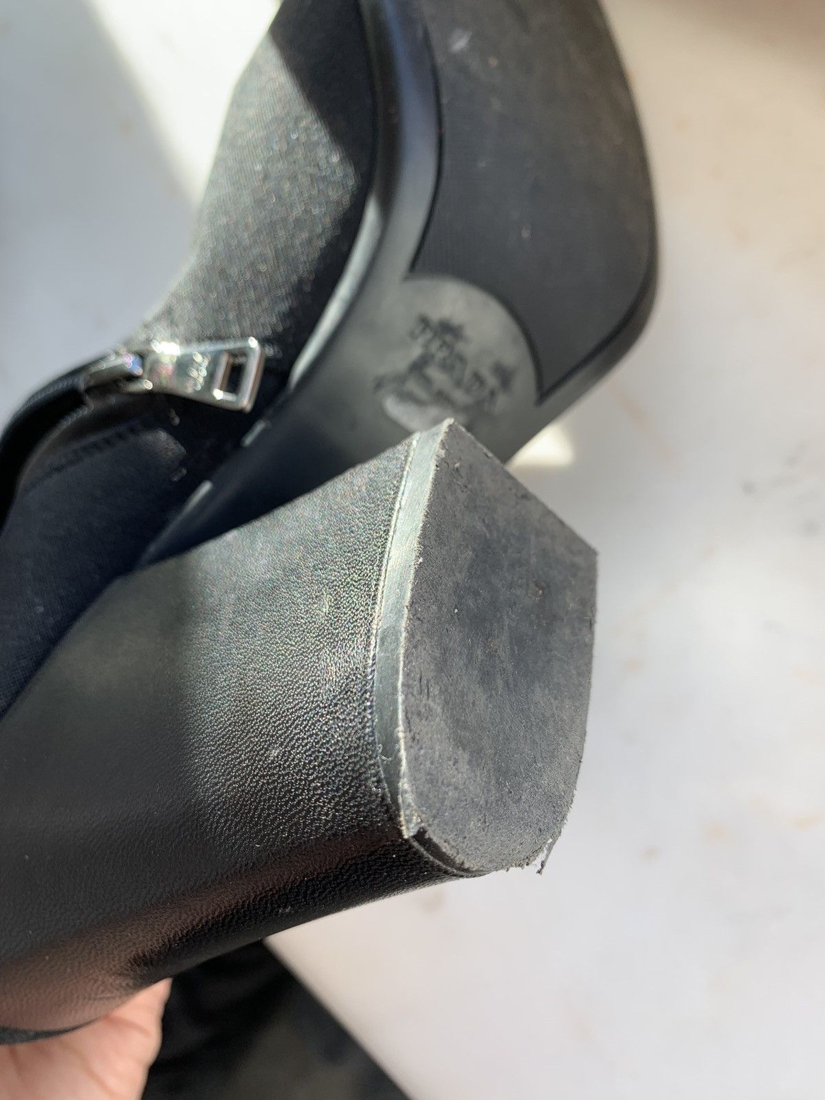 Prada PRADA Boots Neoprene Nylon Logo Heels Zip Shoes Black 39 Size US 9.5 / IT 39.5 - 11 Thumbnail